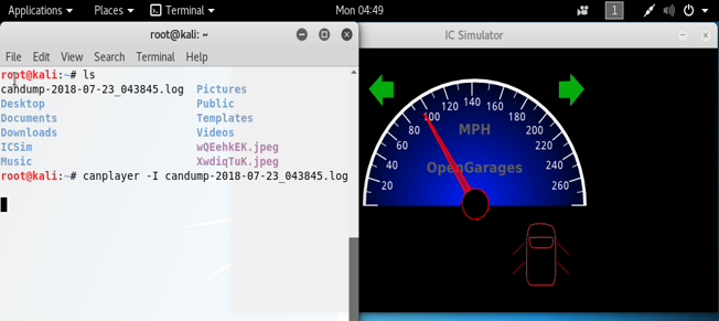 Car dashboard during a replay attack